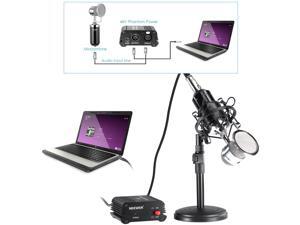 Neewer® NW-1500 Microphone Kit: (1)Microphone with Iron Desk Stand, Shock Mount and Pop Filter+(1)48V Phantom Power Supply with Adapter+(1)Audio Input Cable+(1)Mic Cable 1/4" Male to XLR Female Neewer® NW-1500 Microphone Kit: (1)Microphone with Iron Desk Stand, Shock Mount and Pop Filter+(1)48V Phantom Power Supply with Adapter+(1)Audio Input Cable+(1)Mic Cable 1/4" Male to XLR Female