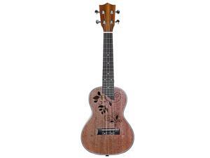 Neewer® YHTC-1 Matte Finished 24-Inch Sapele Soprano Ukulele 4 Strings with Rosewood Fingerboard and Bridge, Buffalo Bone Nut and Saddle, Laser Engraving Sound Hole Flower Fretwork Neewer® YHTC-1 Matte Finished 24-Inch Sapele Soprano Ukulele 4 Strings with Rosewood Fingerboard and Bridge, Buffalo Bone Nut and Saddle, Laser Engraving Sound Hole Flower Fretwork