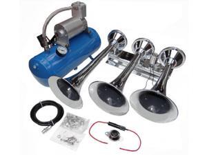 "Viking Horns" V3305/311-1 Loud 152 Decibels Train Air Horn Kit, Includes 1.5 Gallon Tank, 150 PSI Heavy Duty Air Compressor and a 3 Trumpet Air Horn "Viking Horns" V3305/311-1 Loud 152 Decibels Train Air Horn Kit, Includes 1.5 Gallon Tank, 150 PSI Heavy Duty Air Compressor and a 3 Trumpet Air Horn