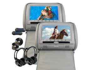 9" Dual Car Headrest DVD Player Wide View LCD Digital Screen Multi-Menu Language Artificial Leather Car Monitor Support USB SD IR FM Remote Control Car entertainment system Include TWO IR Wireless 9" Dual Car Headrest DVD Player Wide View LCD Digital Screen Multi-Menu Language Artificial Leather Car Monitor Support USB SD IR FM Remote Control Car entertainment system Include TWO IR Wireless
