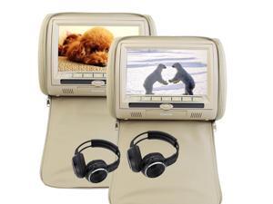 Car Dual Twin 9'' LCD Screens EinCar 2PCS Pair of Headrest Car Pillow Monitors Multi Region DVD Player 32 Bit Games IR/FM Transmitter USB SD Unit System + 2 x IR Headphones Car Dual Twin 9'' LCD Screens EinCar 2PCS Pair of Headrest Car Pillow Monitors Multi Region DVD Player 32 Bit Games IR/FM Transmitter USB SD Unit System + 2 x IR Headphones