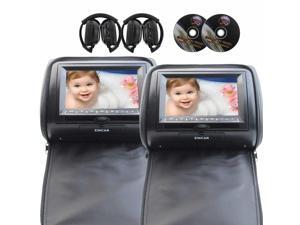 EinCar 7'' LCD Monitor Car Headrest Support IR FM Transmitter with 2 DVD Player Dual Screen USB SD MMC with Pair of Wireless IR headphones(Black) EinCar 7'' LCD Monitor Car Headrest Support IR FM Transmitter with 2 DVD Player Dual Screen USB SD MMC with Pair of Wireless IR headphones(Black)