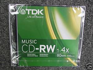 TDK CDRW80TWN 80 Minute Music/ Consumer Use CD-RW *(10 Pack)
Music Only CD-RW
The Only Music CD-RW In The World
TDK Ultimate Quality TDK CDRW80TWN 80 Minute Music/ Consumer Use CD-RW *(10 Pack)
Music Only CD-RW
The Only Music CD-RW In The World
TDK Ultimate Quality