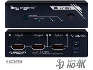 Key Digital KD-2x1CSK 2 Inputs to 1 Output HDMI Switcher Supports Ultra HD/4K Key Digital KD-2x1CSK 2 Inputs to 1 Output HDMI Switcher Supports Ultra HD/4K