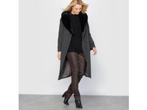 Womens Double-Breasted Wool And Cashmere Coat, Length 100 Cm Womens Double-Breasted Wool And Cashmere Coat, Length 100 Cm
