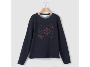 Girls A-Line Sweatshirt With Embroidered Flowers, 10-16 Years Girls A-Line Sweatshirt With Embroidered Flowers, 10-16 Years