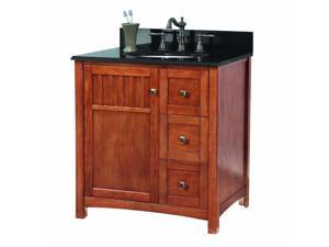 Pegasus KNCABK3122D Knoxville 31 in. W x 22 in. D Vanity in Nutmeg with Granite Vanity Top in Black Pegasus KNCABK3122D Knoxville 31 in. W x 22 in. D Vanity in Nutmeg with Granite Vanity Top in Black