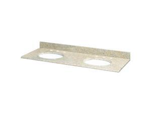 Pegasus PE62682 61 in. Granite Vanity Top with Double White Bowls and 8 in. Faucet Spread, Beige Pegasus PE62682 61 in. Granite Vanity Top with Double White Bowls and 8 in. Faucet Spread, Beige