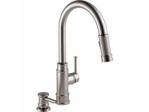 Delta 19935-SPSD-DST Allentown Single-Handle Pull-Down Sprayer Kitchen Faucet with Soap in SpotShield Stainless Delta 19935-SPSD-DST Allentown Single-Handle Pull-Down Sprayer Kitchen Faucet with Soap in SpotShield Stainless
