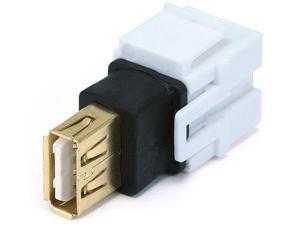 Keystone Jack - USB 2.0 A Female to A Female Coupler Adapter, Flush Type (White) Keystone Jack - USB 2.0 A Female to A Female Coupler Adapter, Flush Type (White)