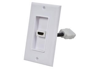 Two-Piece Inset Wall Plate with 4 Inch Built-in Flexible High Speed HDMI Cable With Ethernet - Single Port (1P) - White Two-Piece Inset Wall Plate with 4 Inch Built-in Flexible High Speed HDMI Cable With Ethernet - Single Port (1P) - White