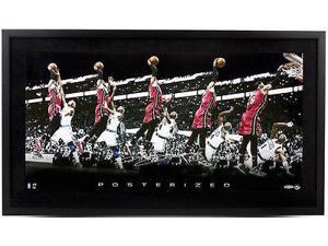 LeBRON JAMES Hand Signed Framed "Posterized" 30 x 15 Photograph UDA. LeBRON JAMES Hand Signed Framed "Posterized" 30 x 15 Photograph UDA.
