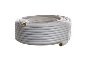 100ft RG6 (18AWG) 75Ohm, Quad Shield, CL2 Coaxial Cable with F Type Connector - White 100ft RG6 (18AWG) 75Ohm, Quad Shield, CL2 Coaxial Cable with F Type Connector - White