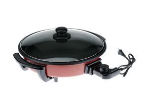 Deni 13 Inch Nonstick Round Skillet with Glass Lid - Red Deni 13 Inch Nonstick Round Skillet with Glass Lid - Red