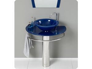 KOKOLS 30" Bathroom Tempered Glass Vessel Vanity Sink With Bath Faucet Blue KOKOLS 30" Bathroom Tempered Glass Vessel Vanity Sink With Bath Faucet Blue