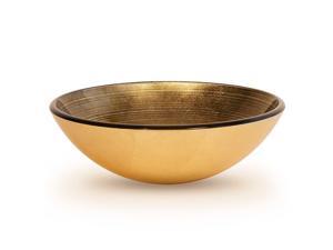 Tempered Glass Vessel Bathroom Vanity Sink Round Bowl, Gold Foil Leaf Color Tempered Glass Vessel Bathroom Vanity Sink Round Bowl, Gold Foil Leaf Color