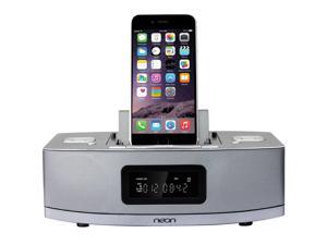 Neon Apple Certified Dual-Docking 9-Pin & Lightning iPod/ iPhone /iPad with 2 Alarm Clock Speaker with Bluetooth,FM Radio ,Compatible with iPhone 6 & able to charge Android based phones or tablets Neon Apple Certified Dual-Docking 9-Pin & Lightning iPod/ iPhone /iPad with 2 Alarm Clock Speaker with Bluetooth,FM Radio ,Compatible with iPhone 6 & able to charge Android based phones or tablets