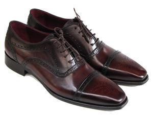 Paul Parkman Men's Captoe Oxfords Bordeaux & Brown Hand-Painted Shoes (Id#024) Paul Parkman Men's Captoe Oxfords Bordeaux & Brown Hand-Painted Shoes (Id#024)