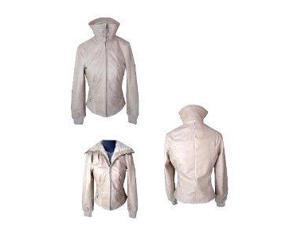 Acanthus Womens Off White Leather Jacket with Faux Fur Collar Acanthus Womens Off White Leather Jacket with Faux Fur Collar