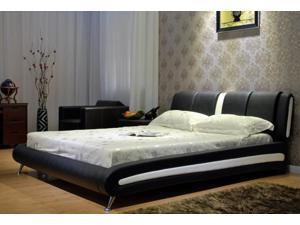 Greatime B1040 Cal King two tone Black&White bonded leather platform bed Greatime B1040 Cal King two tone Black&White bonded leather platform bed