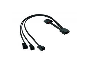 Phobya 4-Pin Molex to 2x 4-Pin PWM and 1x 3-Pin Fan - 30cm | Black (81130) Phobya 4-Pin Molex to 2x 4-Pin PWM and 1x 3-Pin Fan - 30cm | Black (81130)