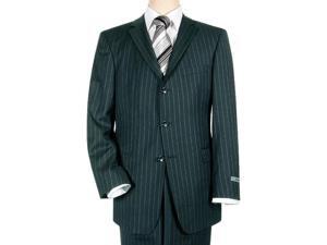 Navy Blue Pinstripe 3 Button Super 140's Wool Men's Suit Navy Blue Pinstripe 3 Button Super 140's Wool Men's Suit