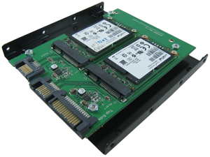 Minerva SATA III Dual ports to mSATA SSD x2 Adapter with 3.5" Frame Bracket Minerva SATA III Dual ports to mSATA SSD x2 Adapter with 3.5" Frame Bracket