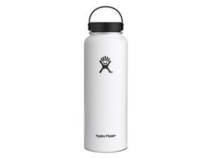 Hydro Flask 40 oz Vacuum Insulated Stainless Steel Water Bottle, Wide Mouth w/Flex Cap, White Hydro Flask 40 oz Vacuum Insulated Stainless Steel Water Bottle, Wide Mouth w/Flex Cap, White