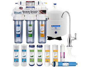 5 Stage Home Drinking Reverse Osmosis System PLUS Extra Full Set- 4 Water Filter (CLEAR) 5 Stage Home Drinking Reverse Osmosis System PLUS Extra Full Set- 4 Water Filter (CLEAR)