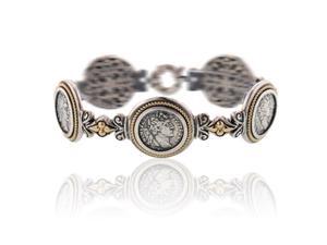 DANI G. 14KT GOLD & STERLING SILVER REPLICA ROMAN COIN BRACELET DANI G. 14KT GOLD & STERLING SILVER REPLICA ROMAN COIN BRACELET