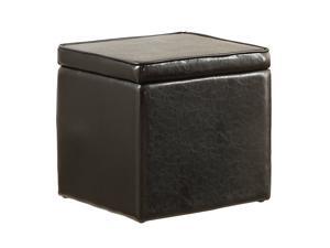 Faux Leather Storage Ottoman By Poundex - Black Faux Leather Storage Ottoman By Poundex - Black