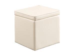 Faux Leather Storage Ottoman By Poundex - White Faux Leather Storage Ottoman By Poundex - White