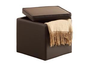 Faux Leather Storage Ottoman By Poundex - Brown Faux Leather Storage Ottoman By Poundex - Brown