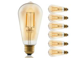 6 PACK 2W ST19 Edison Vintage Style Dimmable LED Filament Light Bulb 2200K Warm White 6 PACK 2W ST19 Edison Vintage Style Dimmable LED Filament Light Bulb 2200K Warm White