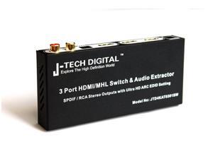 J-Tech Digital HDMI 1.4 Switch Switcher Box Selector 3 In 1 Out HDMI Audio Extractor Splitter with Optical SPDIF & RCA L/R Audio Out & Remote Control Supports ARC, MHL, Ultra HD, Full 3D, 4kx2k, 108 J-Tech Digital HDMI 1.4 Switch Switcher Box Selector 3 In 1 Out HDMI Audio Extractor Splitter with Optical SPDIF & RCA L/R Audio Out & Remote Control Supports ARC, MHL, Ultra HD, Full 3D, 4kx2k, 108