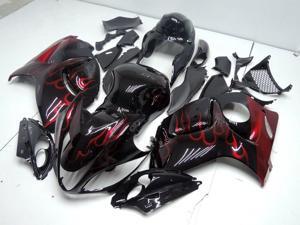 Black w/ Red Flame Fairing Injection for 2008-2014 Suzuki GSXR 1300 Hayabusa Black w/ Red Flame Fairing Injection for 2008-2014 Suzuki GSXR 1300 Hayabusa