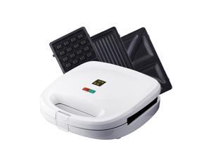 ZZ S6141B 3-in-1 Breakfast Sandwich and Waffle Press with 3 Sets of Detachable Non-Stick Plates - White ZZ S6141B 3-in-1 Breakfast Sandwich and Waffle Press with 3 Sets of Detachable Non-Stick Plates - White