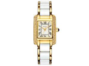 KIMIO Women's Watch Imitation Ceramics Rhinestone Elegant KW6036 Golden White KIMIO Women's Watch Imitation Ceramics Rhinestone Elegant KW6036 Golden White