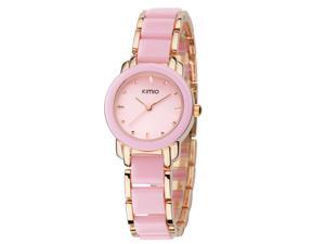 KIMIO Ladies Luxuxry Bracelet Watches Fashion Imitation Ceramic Resin Strap Round Dial Watch KW455 Gold Pink KIMIO Ladies Luxuxry Bracelet Watches Fashion Imitation Ceramic Resin Strap Round Dial Watch KW455 Gold Pink