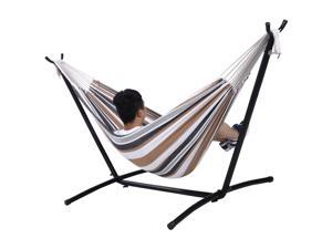 Double Hammock With Space Saving Steel Stand Includes Portable Carry Bag Double Hammock With Space Saving Steel Stand Includes Portable Carry Bag