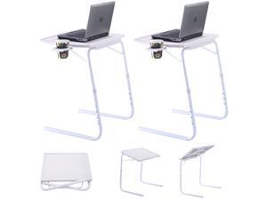 2 x Table Mate Adjustable PC TV Laptop Desk Tray Home Office s/ Cup Holder White 2 x Table Mate Adjustable PC TV Laptop Desk Tray Home Office s/ Cup Holder White