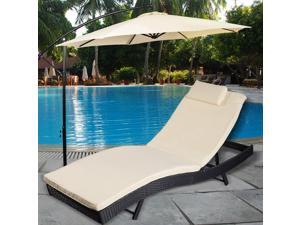 Adjustable Pool Chaise Lounge Chair Outdoor Patio Furniture PE Wicker W/Cushion Adjustable Pool Chaise Lounge Chair Outdoor Patio Furniture PE Wicker W/Cushion