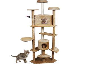 Beige 80" Cat Tree Condo Furniture Scratch Post Pet House Beige 80" Cat Tree Condo Furniture Scratch Post Pet House