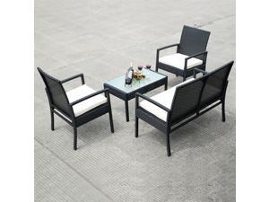 4 PCS Outdoor Patio Furniture Set Table Chair Sofa Cushioned Seat Garden 4 PCS Outdoor Patio Furniture Set Table Chair Sofa Cushioned Seat Garden