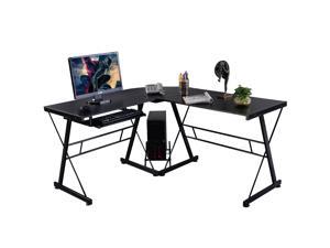 L-Shape Computer Desk PC Wood Laptop Table Workstation Corner Home Office Black L-Shape Computer Desk PC Wood Laptop Table Workstation Corner Home Office Black