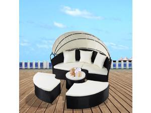 Daybed Patio Sofa Furniture Round Retractable Canopy Wicker Rattan Outdoor Daybed Patio Sofa Furniture Round Retractable Canopy Wicker Rattan Outdoor