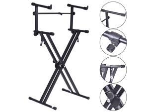 Pro Adjustable 2-Tier X Style Dual Keyboard Stand Electronic Piano Double Pro Adjustable 2-Tier X Style Dual Keyboard Stand Electronic Piano Double