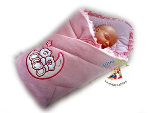 BlueberryShop Embroidered Velour Swaddle Wrap Blanket Sleeping Bag for Newborn, baby shower GIFT 100% Cotton, 0-3m BlueberryShop Embroidered Velour Swaddle Wrap Blanket Sleeping Bag for Newborn, baby shower GIFT 100% Cotton, 0-3m