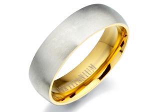 Gemini Women's 18K Gold Filled Two Tone Matte & Polish Anniversary Titanium Wedding Ring 5mm US Size 7 Valentine's Day Gift Gemini Women's 18K Gold Filled Two Tone Matte & Polish Anniversary Titanium Wedding Ring 5mm US Size 7 Valentine's Day Gift