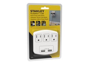 Stanley 30407 PlugMax 3 USB, 3-Outlet Wall Tap with 2 USB Charging Ports (2.1A Total) Stanley 30407 PlugMax 3 USB, 3-Outlet Wall Tap with 2 USB Charging Ports (2.1A Total)